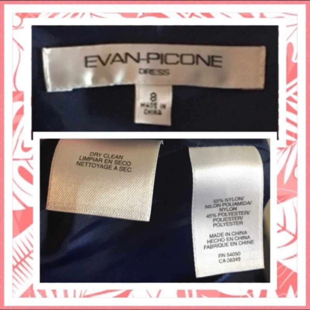 Evan-Picone Shimmering Sapphire Blue Ruffled Collar Wrap Dress - Picture 5 of 6